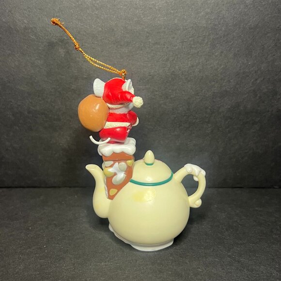 Vintage 1994 Lustre Fame Santa Mouse in Teapot Chimney Christmas Ornament 4" - Picture 4 of 7